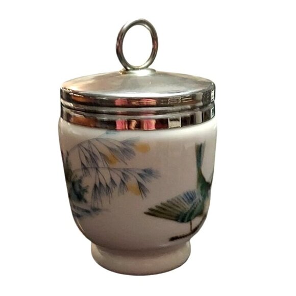 Vintage Royal Worcester Egg Coddler W/ Lid Porcelain Wrens Finches Birds England - Picture 2 of 10